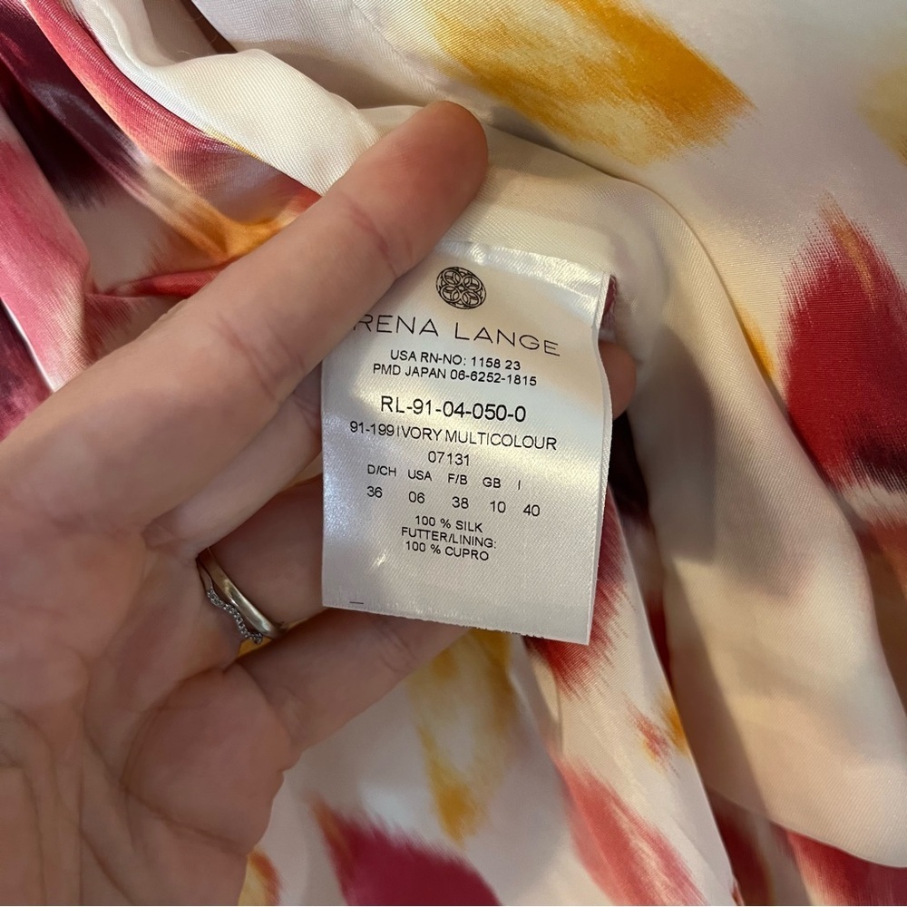 Rena Lange Silk Colorful Pattern Blazer Coat Size 6 Spring Abstract Summer - Picture 6 of 8